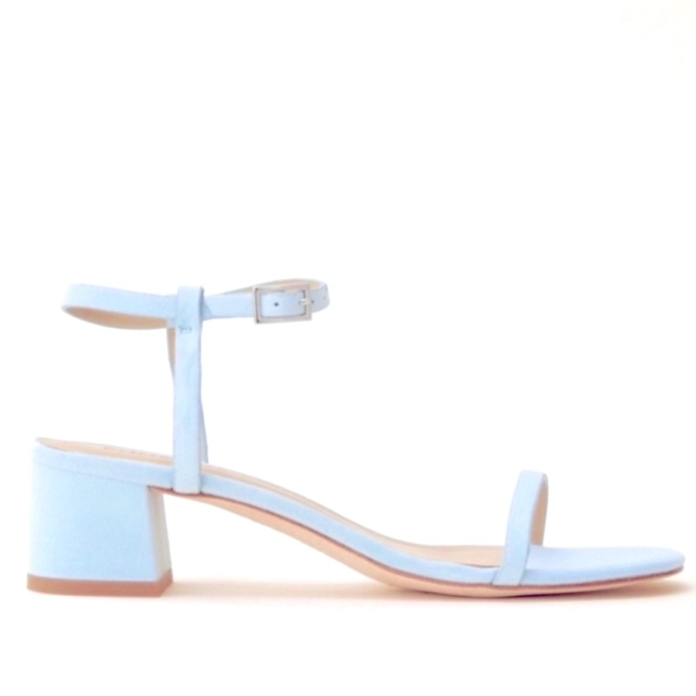 Light Baby Blue Mallory Block Heel Sandal